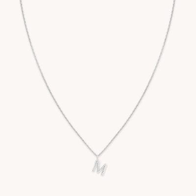Astrid &amp; Miyu M Letter Initial Pave Pendant Necklace 39 In Metallic