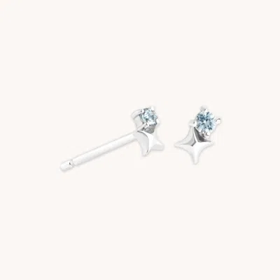 Astrid &amp; Miyu March Birthstone Earrings In Solid White Gold In Metallic