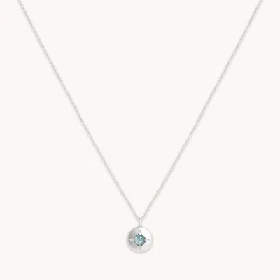 Astrid &amp; Miyu March Birthstone Necklace In Solid White Gold In Metallic