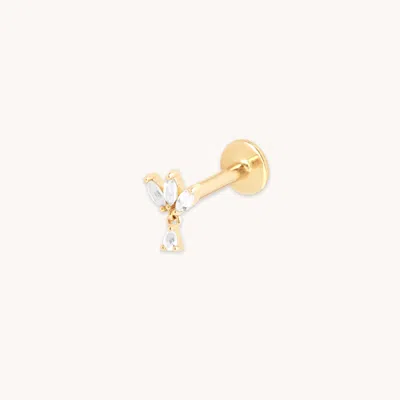 Astrid &amp; Miyu Marquise Fan Charm Piercing Stud In Gold