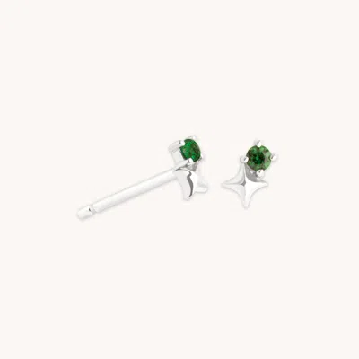 Astrid &amp; Miyu May Birthstone Earrings In Solid White Gold In Metallic