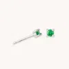 Astrid &amp; Miyu May Birthstone Stud Earrings In Silver With Emerald Cz