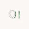 Astrid &amp; Miyu May Emerald Cz Birthstone Huggie Hoop Earrings In Silver | Jewellery By