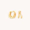 Astrid &amp; Miyu Molten Duo Huggies Earrings In Gold