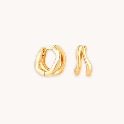 Astrid &amp; Miyu Molten Duo Huggies Earrings In Gold