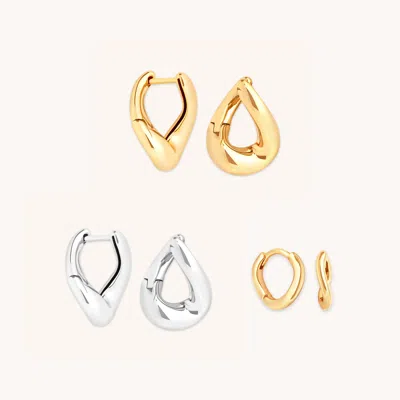 Astrid &amp; Miyu Molten Hoops Gift Set In Mixed Metal