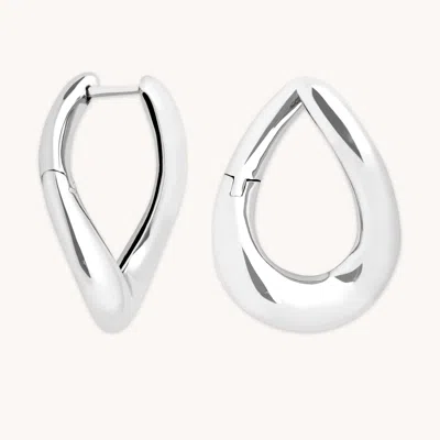 Astrid &amp; Miyu Molten Large Hoops In Silver In Metallic