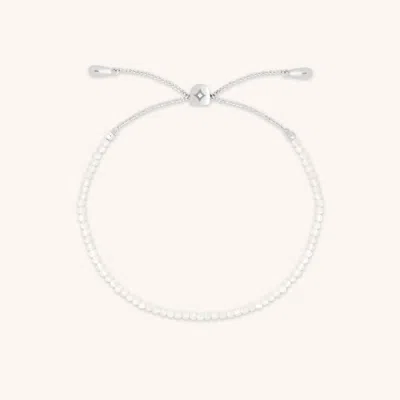 Astrid &amp; Miyu Moonstone Gemstone Bracelet In 9k White Gold In Metallic