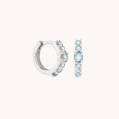 Astrid &amp; Miyu Moonstone Huggies In Silver In Metallic