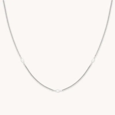 Astrid &amp; Miyu Navette Charm Necklace In Silver In Metallic