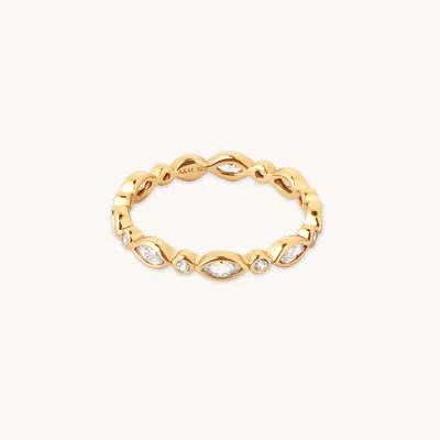 Astrid &amp; Miyu Navette Crystal Band Ring In Gold