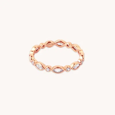 Astrid &amp; Miyu Navette Crystal Band Ring In Rose Gold