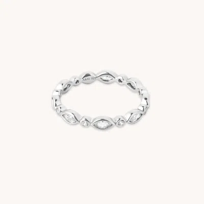 Astrid &amp; Miyu Navette Crystal Band Ring In Silver In Metallic