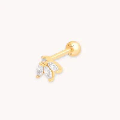 Astrid &amp; Miyu Navette Fan Barbell Piercing Earring In Gold | Jewellery By  | Earrings For Upper E