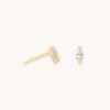 Astrid &amp; Miyu Navette Gem Stud Earrings In Gold