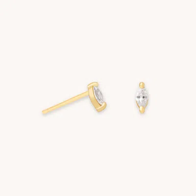 Astrid &amp; Miyu Navette Gem Stud Earrings In Gold