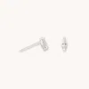 Astrid &amp; Miyu Navette Gem Stud Earrings In Silver