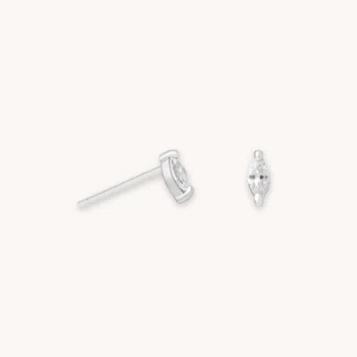 Astrid &amp; Miyu Navette Gem Stud Earrings In Silver In Metallic