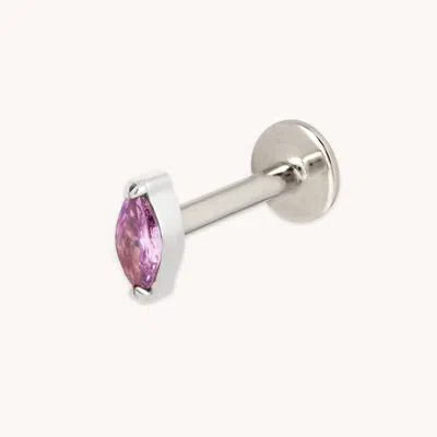 Astrid &amp; Miyu New Titanium Amethyst Cz Marquise Piercing Stud In White