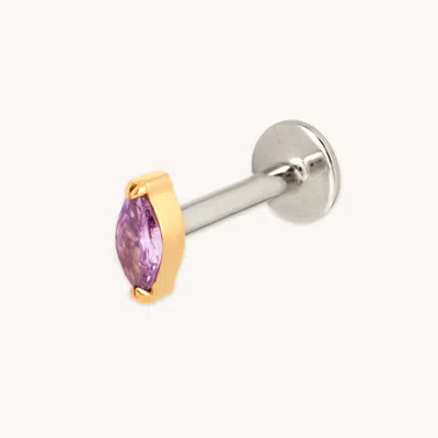 Astrid &amp; Miyu New Titanium Amethyst Cz Marquise Piercing Stud In White