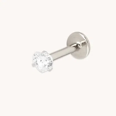 Astrid &amp; Miyu New Titanium Cz Heart Piercing Stud In Metallic