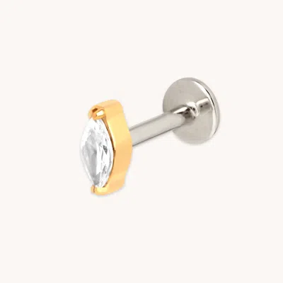Astrid &amp; Miyu New Titanium Cz Marquise Piercing Stud In White