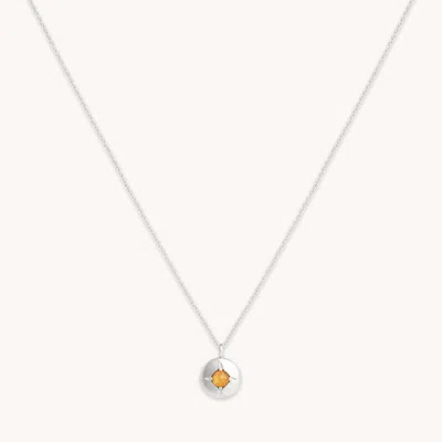 Astrid &amp; Miyu November Birthstone Necklace In Solid White Gold In Metallic