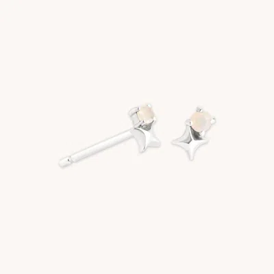 Astrid &amp; Miyu October Birthstone Earrings In Solid White Gold In Metallic