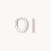 Astrid &amp; Miyu October Pink Tourmaline Cz Birthstone Huggies In Silver | 7mm | Jewellery By Astri