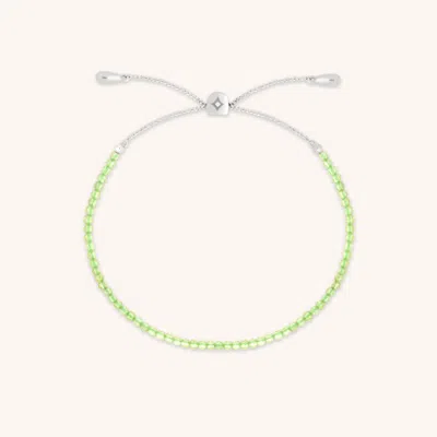 Astrid &amp; Miyu Olivine Gemstone Bracelet In 9k White Gold In Green
