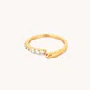 Astrid &amp; Miyu Orbit Crystal Open Ring In Gold