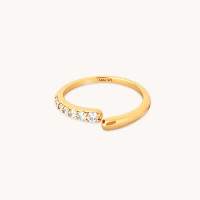 Astrid &amp; Miyu Orbit Crystal Open Ring In Gold