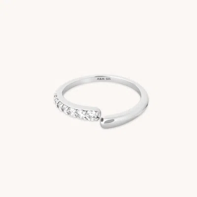 Astrid &amp; Miyu Orbit Crystal Open Ring In Silver In Metallic