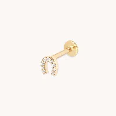 Astrid &amp; Miyu Pave Horseshoe Piercing Stud In Gold