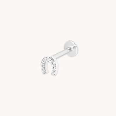 Astrid &amp; Miyu Pave Horseshoe Piercing Stud In Gold