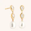 Astrid &amp; Miyu Pear Bezel &amp; Pearl Drop Studs
