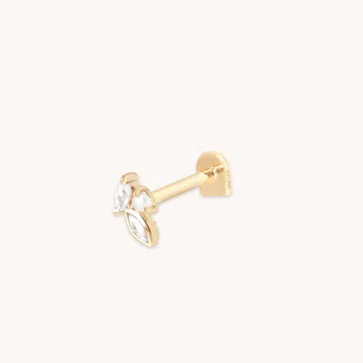 Astrid &amp; Miyu Pearl &amp; Topaz Cluster Piercing Stud In Solid Gold