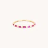 Astrid &amp; Miyu Pink Sapphire Baguette Band Ring In Solid Gold