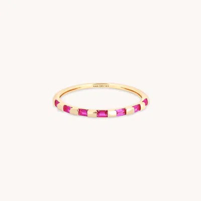 Astrid &amp; Miyu Pink Sapphire Baguette Band Ring In Solid Gold