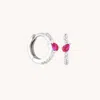 Astrid &amp; Miyu Pink Sapphire Marquise Huggies In Solid White Gold