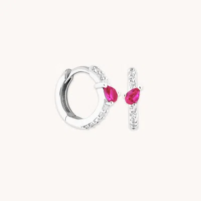 Astrid &amp; Miyu Pink Sapphire Marquise Huggies In Solid White Gold