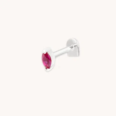 Astrid &amp; Miyu Pink Sapphire Marquise Piercing Stud In Solid White Gold In Metallic