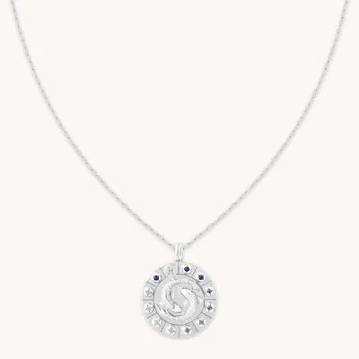 Astrid &amp; Miyu Pisces Bold Zodiac Pendant Necklace In Silver In White
