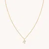 Astrid &amp; Miyu R Letter Initial Pave Pendant Necklace 39