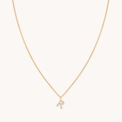 Astrid &amp; Miyu R Letter Initial Pave Pendant Necklace 39 In Gold