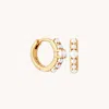 Astrid &amp; Miyu Radiant Pearl &amp; Gold Huggie Ear Hoops  | Jewellery By