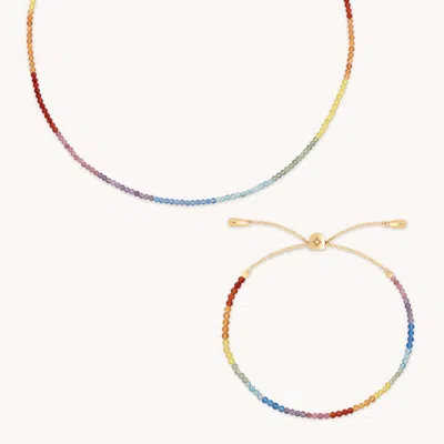 Astrid &amp; Miyu Rainbow Gemstone Junior Gift Set In 9k Gold In Multi