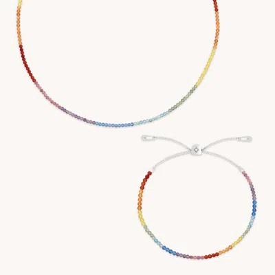 Astrid &amp; Miyu Rainbow Gemstone Junior Gift Set In 9k White Gold In Multi
