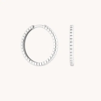 Astrid &amp; Miyu Ridged Hoops In Solid White Gold