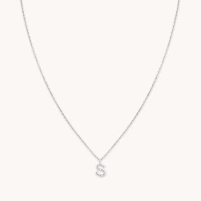 Astrid &amp; Miyu S Initial Pavé Pendant Necklace In Silver In Metallic
